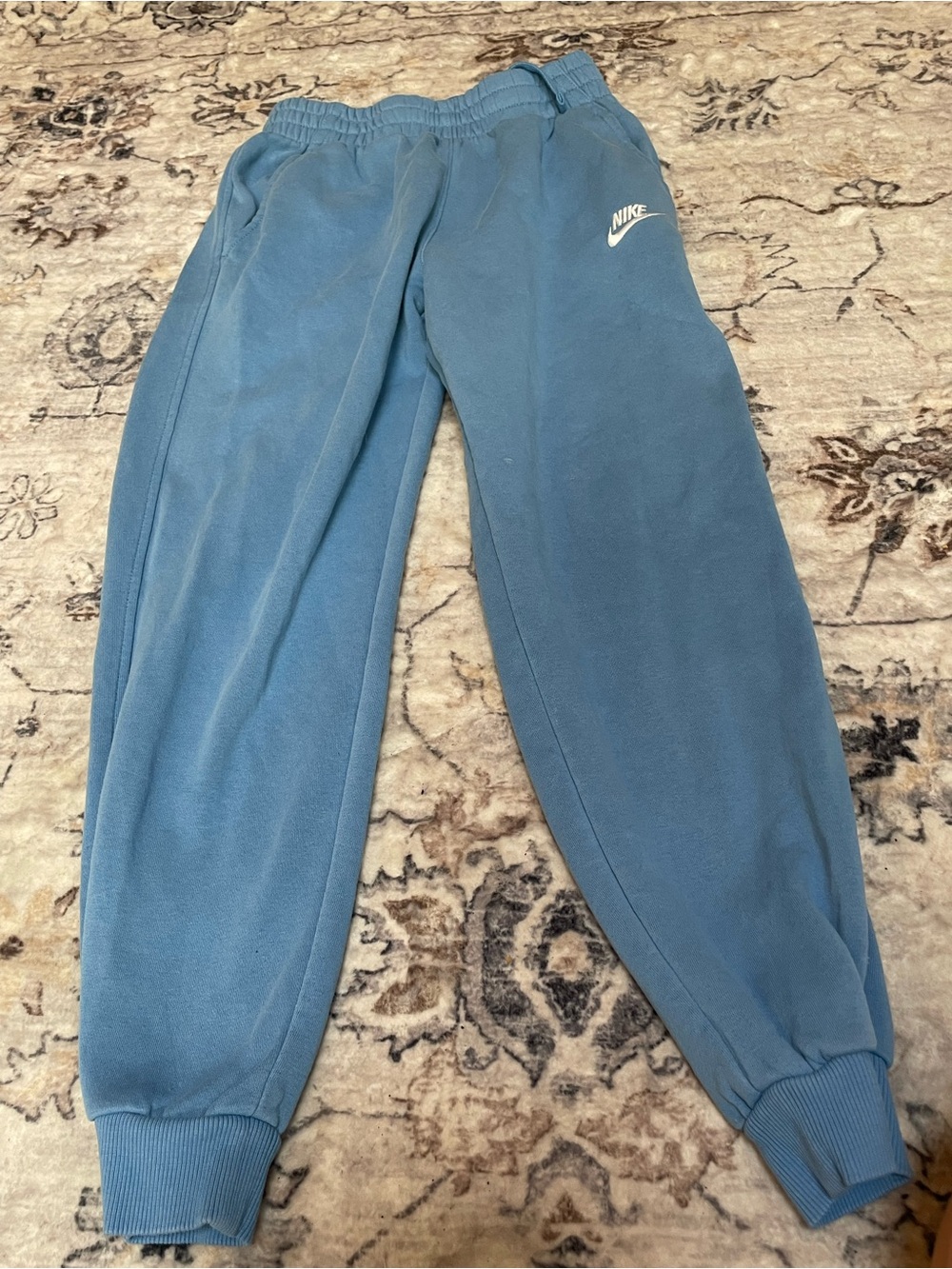 Nike Blue Kids Sweatpants with White Swoosh
